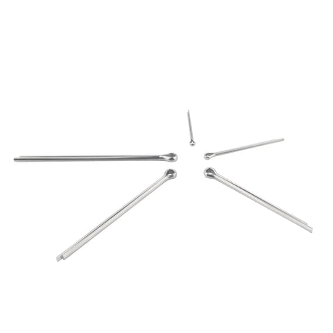 All-In-One Stainless Steel Cotter Pin Kit 25 Pcs in 5 Sizes with visible cotter pins arranged facing outward