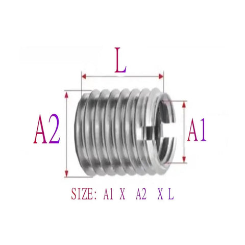 M10 Slotted Self Tapping Thread Insert Adapter Nuts Double Sided For Metal Wood Plastic Fastening No Pre Drill Versatile Conversion Pack Of 2 Or 3 Pieces Easy Install Heavy Duty Hardware Set, showing threaded design with measurements.