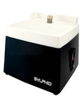 Super Handy Portable Mini Glass Grinder Machine That Packs A Punch Perfect For Diy Stained Glass Diamond Ceramic And Shell Art Projects With Powerful Motor Auto Water Fill And Free Grinder Bits Included, black and white unit side view