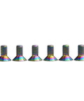 Top Shelf Gr5 Titanium Bolts M5 X 10 mm Hex Socket Countersunk Head 6 Piece Rainbow Finish Lightweight fasteners in a row