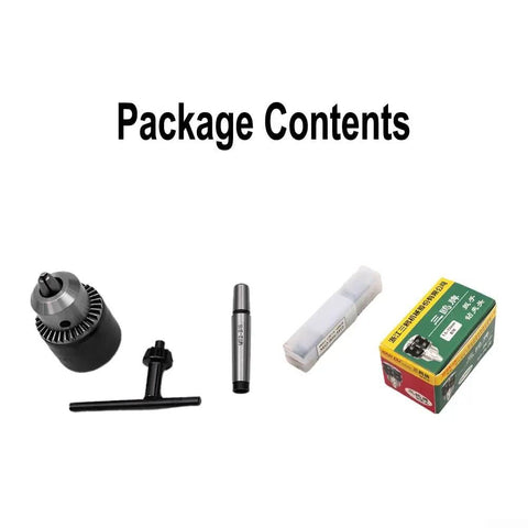MT2 Morse Taper Drill Chuck For Mini Metal Lathe Tailstock Built Like A Tank 1010 Carbon Steel Keyed Chuck Tool For 7x10 Lathes package contents including chuck, key, and adapters.