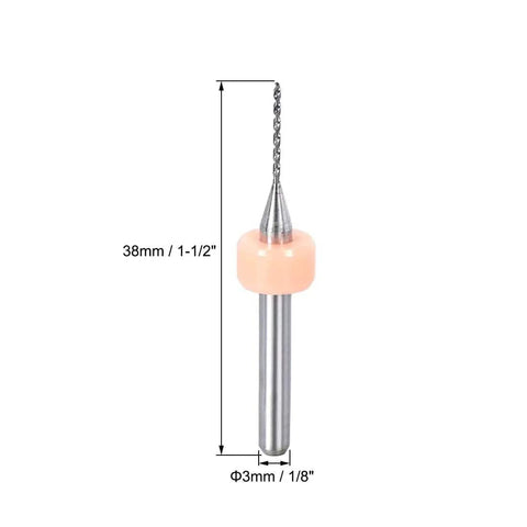 Micro Tungsten Carbide PCB Drill Bit 0.15mm To 1.0mm CNC Engraving Jewelry Work DIY 1/8 Inch Shank 38mm Length High Hardness