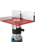 Premium Aluminum Router Table Insert Plate Featuring Quick Flip Lift Mechanism And Precision Miter Channel For Dope Maker Shop Rigs That Provide Zero Slop On Every Cut In Vibrant Red mounted on a router.