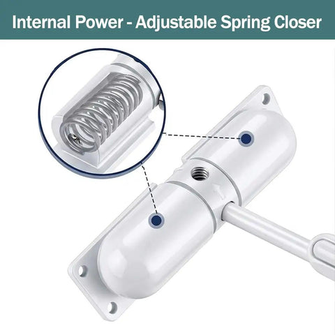 Internal view of Easy Install Adjustable Spring Door Closer For Self Closing Doors Fire Rated showing spring mechanism.