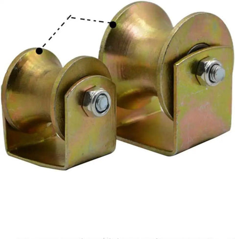 Heavy Duty U Groove Caster Wheels With Double Bearing Sheave Track For Sliding Iron Doors And Wire Rope Rail, showcasing two sizes.