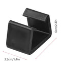 Black clip from Rattan Furniture Clips 8 Pack For Outdoor Wicker Sofas Easy To Install And Remove Sofa Fasteners Black Alignment Clamps For Patio Sectional Office Desk shown with measurements.