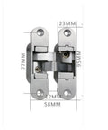 Invisible Concealed 180 Degree Cross Door Hinges Set Of 2 With Spanners Zinc Alloy Hidden Hinge For Gate Door Cupboard And Heavy Duty Furniture Hardware Smooth 180 Degree Opening Durable