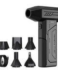 Powerful 130000 RPM Cordless Air Duster With LED Light and 6 nozzle attachments, USB-C cable