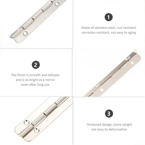 Heavy Duty Stainless Steel Continuous Piano Hinge For Jewelry Boxes And Wooden Cabinets With Folding Design And Pre Drilled Holes