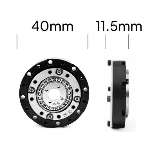 Pro Grade Harmonic Drive Gear Reducer For Robot Arm 42mm Small Gearbox 100:1 strain wave gear front and side view showing dimensions