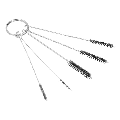 Must Have 5 Piece Tube Brushes Kit Clean Dirty Bottles Straws Mugs And Coffee Machines Fast With Stainless Steel Rod And Nylon Tufted Bristles Fit Small Niche Areas Plus Key Ring Hook Makes It Easy As Pie To Latch On Perfect For Every Home Job. 5 stainless steel tube brushes with black nylon bristles on key ring