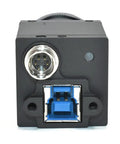 Rear view of Game Changing USB 3.0 Monochrome 20MP 1 Inch Industrial Camera showing connectors for machine vision with rolling shutter.