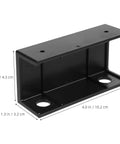 No Sweat Under Desk Laptop Bracket With Adjustable Angle Holder For Keyboard And Router Storage Black Plastic Build side view dimensions shown