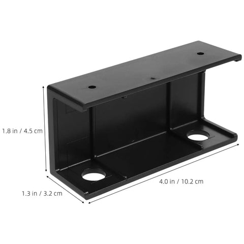 No Sweat Under Desk Laptop Bracket With Adjustable Angle Holder For Keyboard And Router Storage Black Plastic Build side view dimensions shown