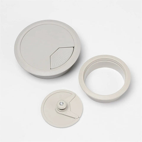 Sleek Desk Grommet Kit For Neat Cable Management Hides Messy Wires Keeps Office Organized And Cool With Durable Polished Finish Perfect For Any Computer Setup Or Modern Workspace, 60mm and 80mm round covers