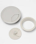 Sturdy Material Desk Grommet Kit For 60mm And 80mm Cables Perfect For Hiding A Mess Of Computer Wires With A Scratch Resistant Polished Finish In Black Gray White Silver Beige Or Dark Brown Styles, light gray desk grommet set