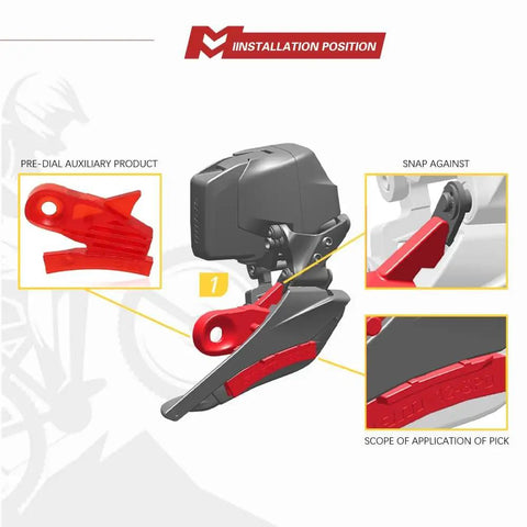 Front Derailleur Setup Tool For 12 Speed Drivetrain, DIY Friendly And Perfect For Rival AXS And Red Force, tool in use.