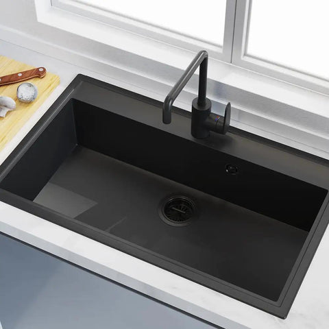Bronze Kitchen Sink Drain Assembly Kit With Oil Rubbed Bronze Stainless Steel Finish installed in kitchen sink