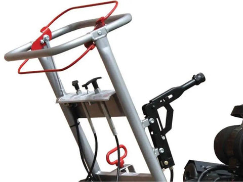 Control handle and electric start system of Heavy Hitter Stump Grinder With 20 HP Honda Engine And Electric Start Featuring Quick Side Discharge Frame.