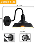 Farmhouse Gooseneck Outdoor Wall Light 10 Inch Exterior Anti Rust Waterproof Barn Lamp In Vintage Black For Front Porch And Entryway