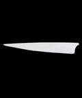 Close-up of single white 3 Inch Real Feather Fletching Arrows with Shield Cut Right Wing for DIY archery.