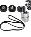 Top Rated Belt Tensioner And Idler Pulley Kit For 2.0 To 2.4 L4 Engines Years 2006-2015 Perfect Fit For Your Ride With OEM Quality Parts That Get You Back On The Road Fast., black belt tensioner, idler pulleys and serpentine belt