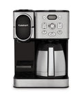 Two In One Coffee Maker With Ten Cup Thermal Carafe And Single Serve Brewer With Over Ice Function Fully Automatic Pod And K Cup Compatible For Four To Twelve Oz Brews Black And Stainless Finish, front view