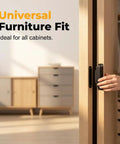 Person using Beefy 30 Lb Pull Heavy Duty Cabinet Magnetic Catch With Stainless Steel Door Latch on wooden cabinet