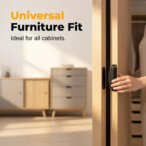 Person using Beefy 30 Lb Pull Heavy Duty Cabinet Magnetic Catch With Stainless Steel Door Latch on wooden cabinet