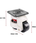 Heavy Duty Retractable Leveling Casters With Durable Nylon Wheels And Beefy Aluminum Hubs Handle Up To 551 Lbs showing detailed dimensions.