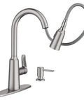 Edwyn One Handle Pulldown Kitchen Faucet With Spot Resist Stainless Finish Deck Mount 7.5 Inch Reach Pull Down Sprayer Stainless Steel