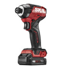Red Power Core 12 Brushless 12V Compact Drill Driver and Impact Driver Kit with 2.0Ah Battery for tight spaces, side view