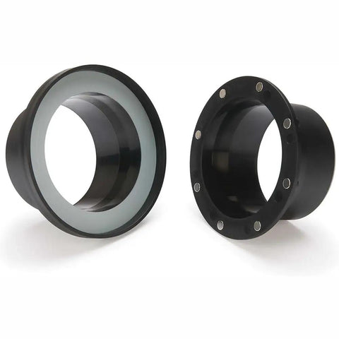 Tooloflife 8 Magnet Vacuum Hose Coupler With Short Magnetic Connector And Metal Ring Receiver for table saws, black two-piece design.