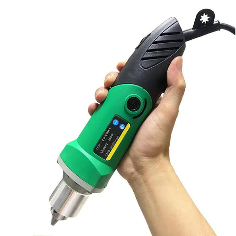Hand holding Beefy 480W Rotary Tool Kit With Six Speed Settings Up To 32000 RPM For Cutting Grinding Sanding And Carving DIY Projects