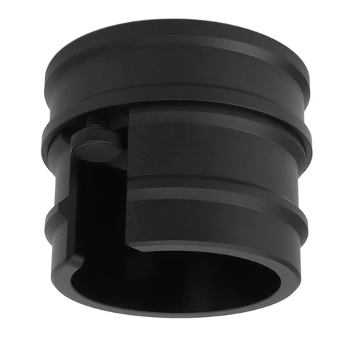 Premium Aluminum Coffee Portafilter Holder And Tamper Station compatible with 51mm, 53mm, 58mm espresso makers, viewed from above.