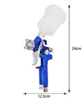Pro Grade Hvlp Air Paint Sprayer With Sharp 0.8 Mm Nozzle And Spacious 125 Cc Gravity Feed Cup, 24cm tall and 12.5cm wide.