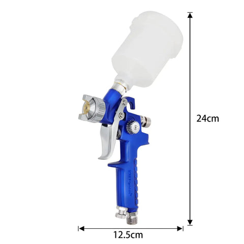 Pro Grade Hvlp Air Paint Sprayer With Sharp 0.8 Mm Nozzle And Spacious 125 Cc Gravity Feed Cup, 24cm tall and 12.5cm wide.