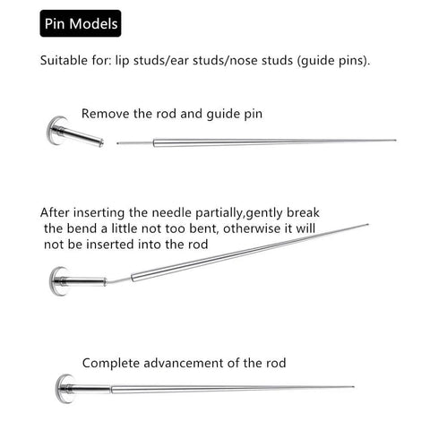 Pro Grade Piercing Tool Kit With Tapers Ball Grabber And Guides For 14G 16G 18G 20G Piercings pin model instructions