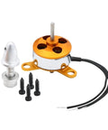 Micro Brushless Outrunner Motor With Mount And 10A ESC for RC Drones, aluminum housing, screws, connector, wires visible.