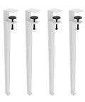 Four Piece Beefy Metal Table Legs Adjustable F Shape Desk Base With Non Slip Rubber Feet in white, featuring steel clamp design.