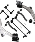 8Pc Beefed-Up Front End Suspension Kit With Front Lower Control Arm Ball Joints Outer Tie Rod Ends And Sway Bar Links For Ford Fusion 2013 2017 And Lincoln MKZ 2013 2018 Replacement Upgrade, silver and black