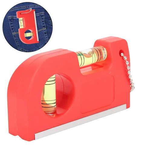 Rcniso Spirit Level Bubble Measuring Instrument for Home 2 Pieces Mini Magnetic Gradient with High Precision for Family Life ABS + TPR + Aluminum Frame in bright red with dual blisters.