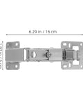 Heavy Duty Hidden Door Hinges 170 Degree Wide Angle Thick Door Hardware with measurements, front view.