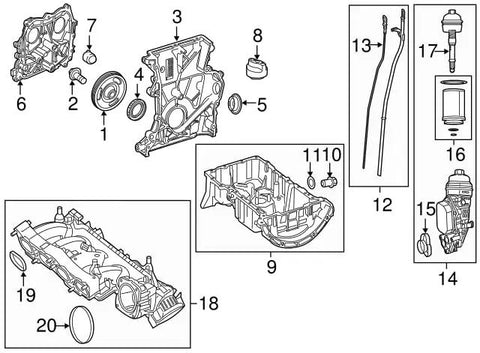Diagram showing components of Mercedes-Benz Engine Oil Filter OEM Replacement 270 180 01 09 for cars and SUVs maintenance.