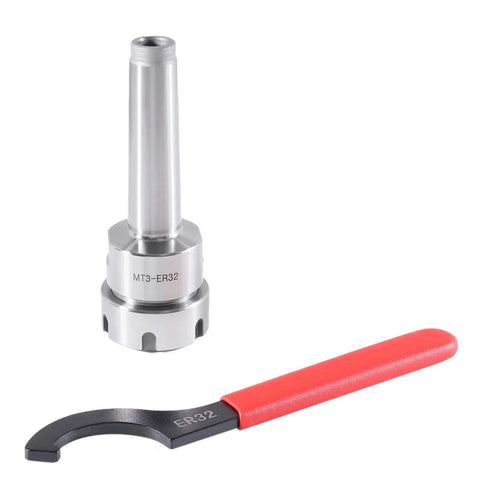 MT3 Shank ER32 Collet Chuck tool with wrench from 11Pc Collet Set, 0.0005 Inch accuracy for CNC machining