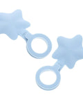 2pcs Silicone Star Shaped Bathtub Stopper Flat Cover for Drain Plug in light blue color, ideal for sealing bathtub drains.