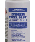 Layout Fluid bottle, front view, steel blue, 2 oz, Dykem
