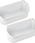 Two Pack Door Bin Replacement For Refrigerator Shelves 240356401 AP2116036, set of two white durable plastic bins, easy install