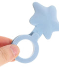 2pcs Silicone Star Bathtub Stopper for Bath Drain, Flat Cover held in hand, light blue color, star-shaped design.