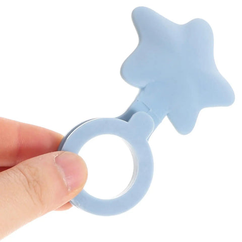 2pcs Silicone Star Bathtub Stopper for Bath Drain, Flat Cover held in hand, light blue color, star-shaped design.